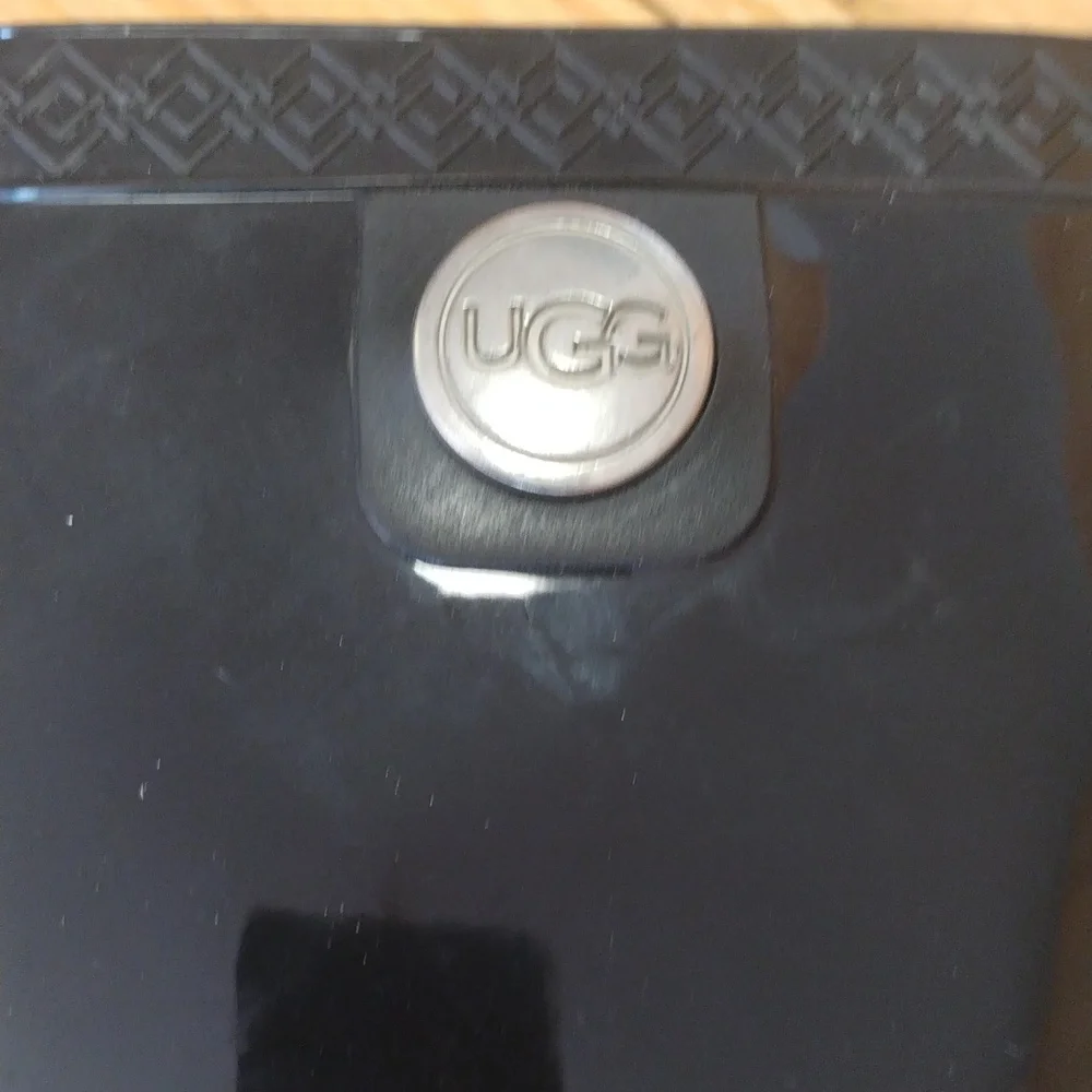 -UGG black shiny rubber calf length boots made in the USA waterproof boots